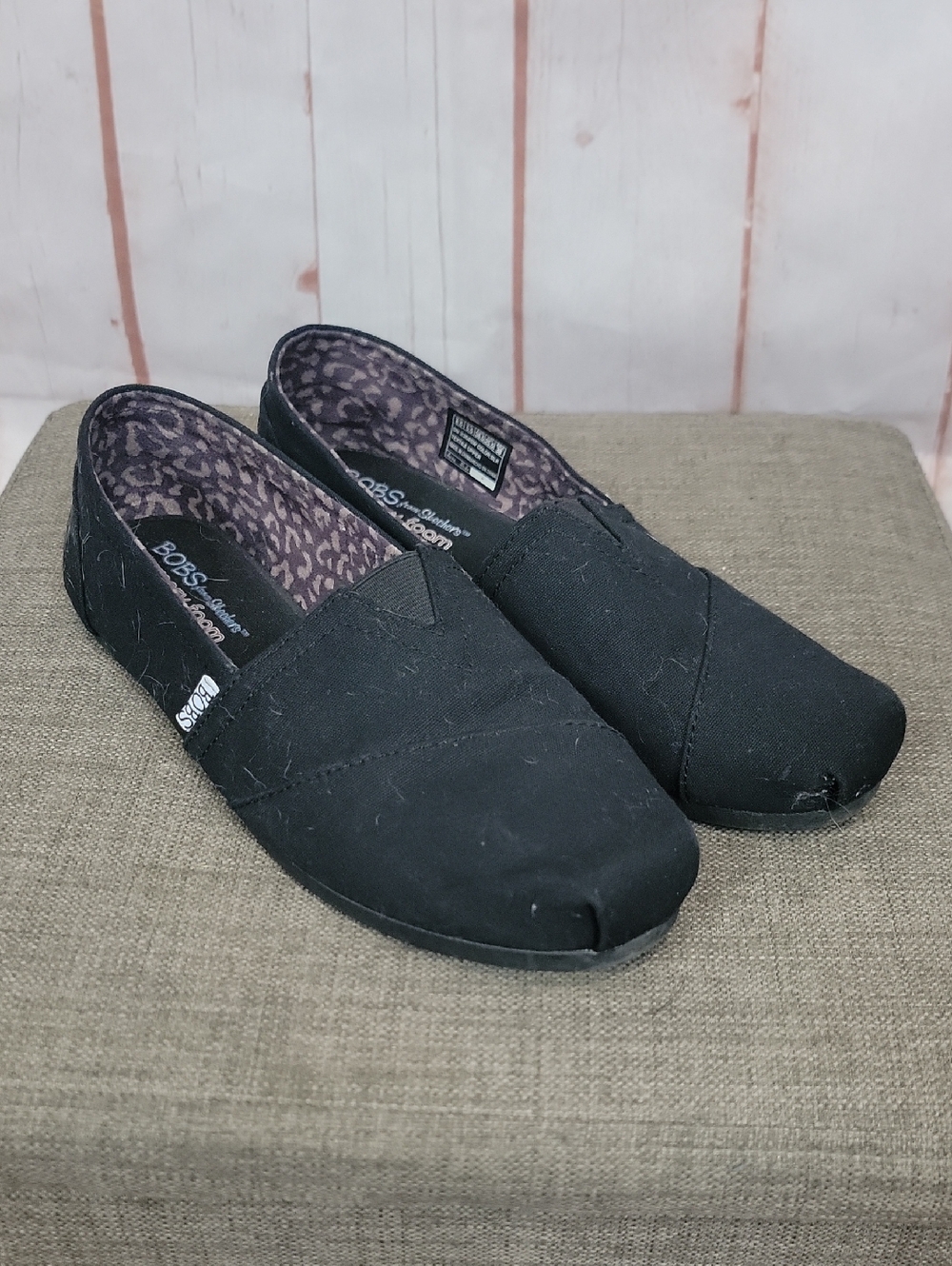 BOBS from Skechers Black Canvas Slip-On Flats